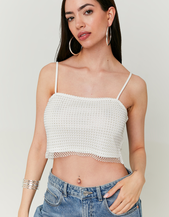 TALLY WEiJL, Top Λευκό με Strass for Women