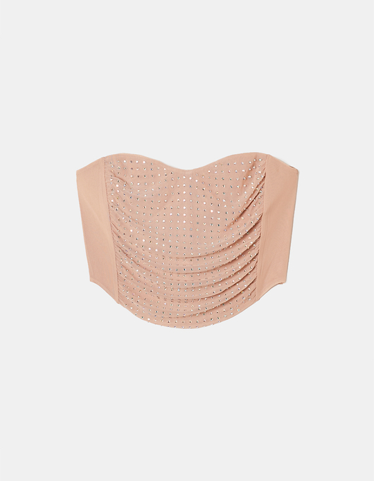 TALLY WEiJL, Mesh Corset Top With Strass for Women