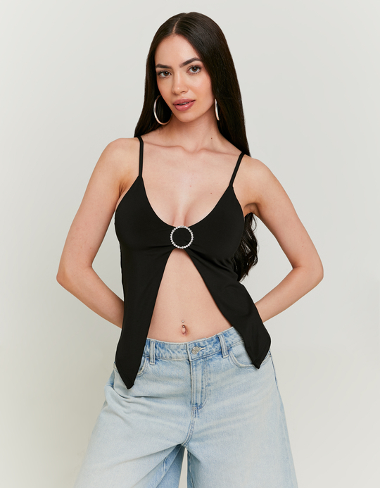 TALLY WEiJL, Black Butterfly Buckle Cami Top for Women