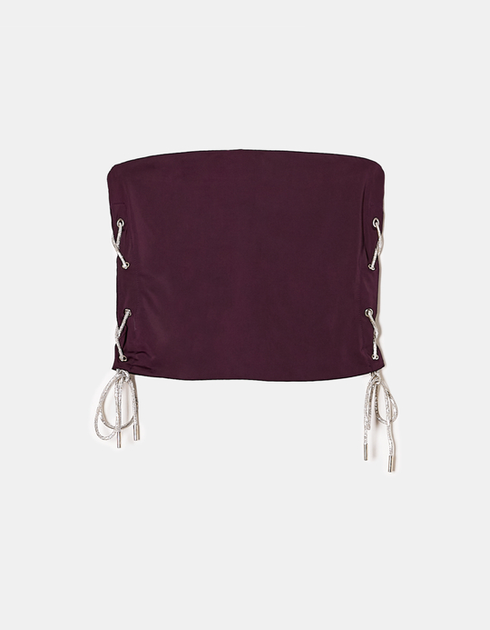TALLY WEiJL, Purple Bandeau Top with Strass Cord for Women