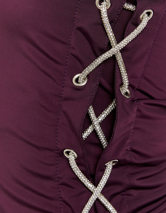 TALLY WEiJL, Purple Bandeau Top with Strass Cord for Women