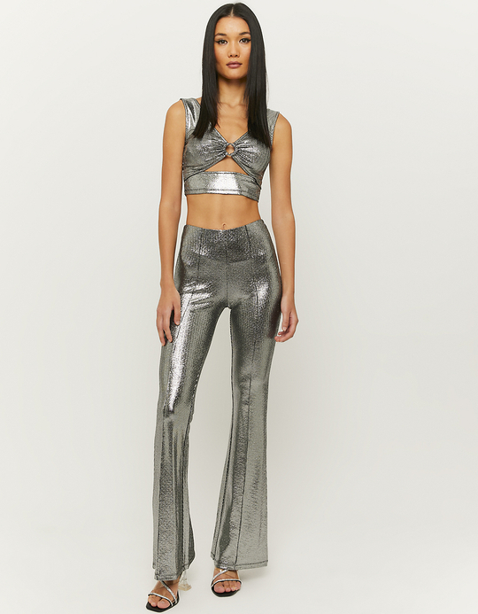 TALLY WEiJL, Silbernes Party-Top mit Cut Out for Women