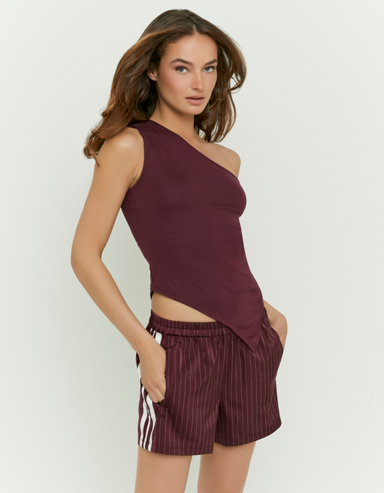 TALLY WEiJL, Burgundy One Shoulder Top for Women