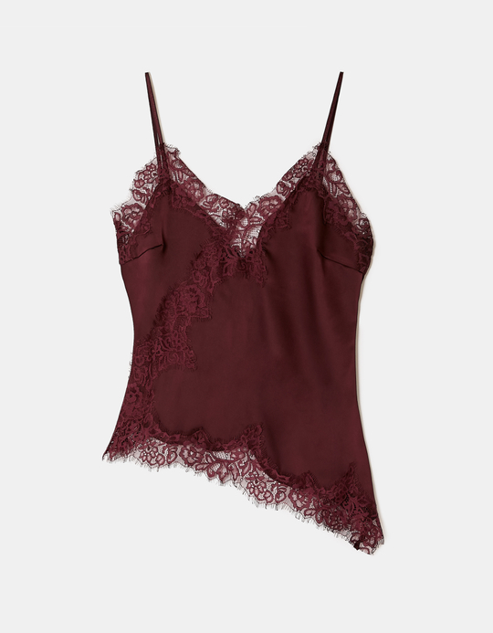 TALLY WEiJL, Asymmetrisches Satin-Top mit Spitze for Women