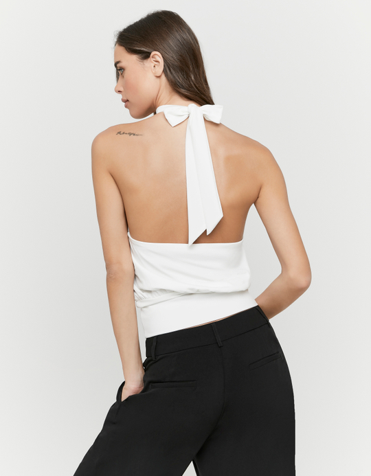 TALLY WEiJL, White Choker Neck Top for Women