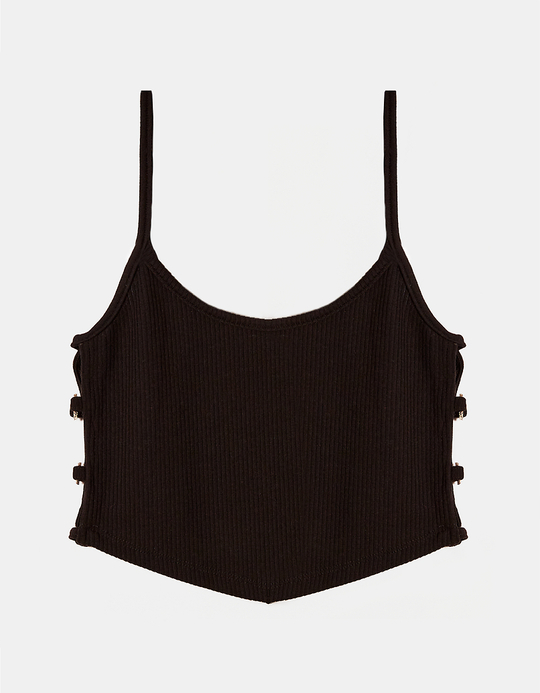 TALLY WEiJL, Crop Top Noir avec Strass for Women