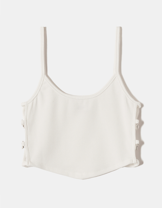 TALLY WEiJL, Crop Top Blanc avec Strass for Women
