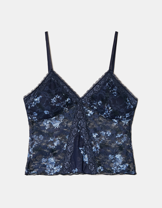 TALLY WEiJL, Blue Lace Cropped Top for Women