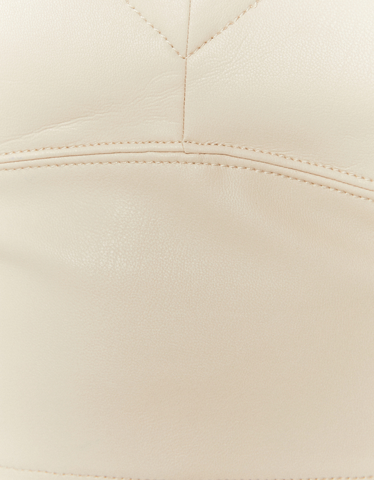 TALLY WEiJL, Beige Faux Leather Crop Top for Women