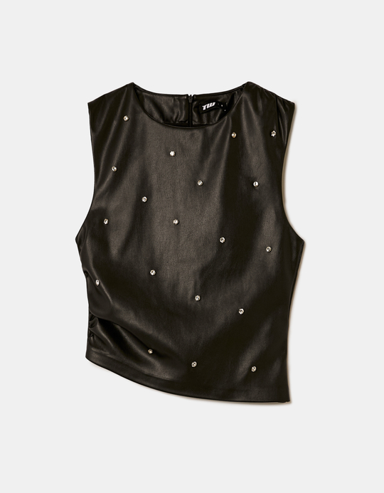 TALLY WEiJL, Black Top whith Strass for Women