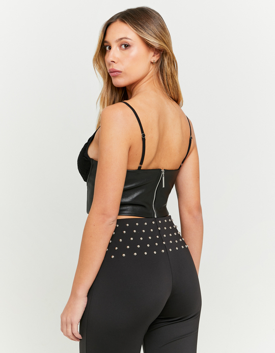TALLY WEiJL, Schwarzes Kunstleder Bralette mit Spitzen Cups for Women
