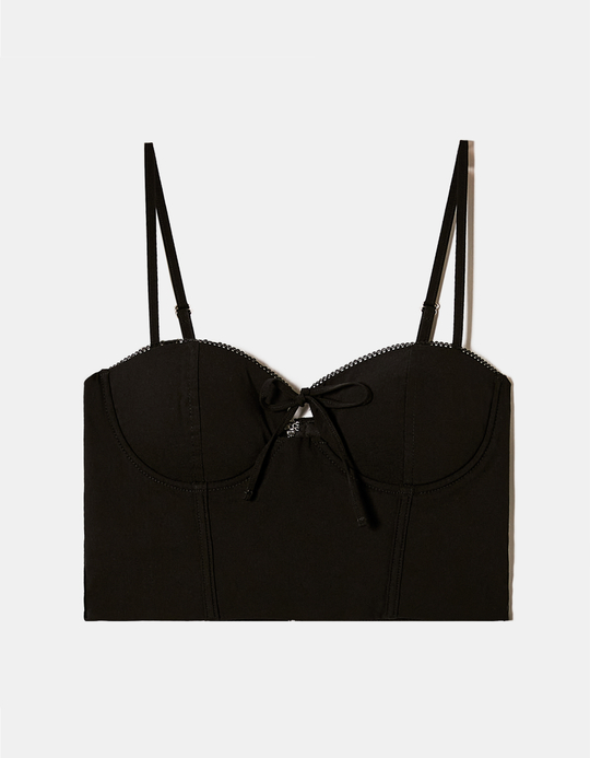 TALLY WEiJL, Top Noir Corset avec Nœud for Women