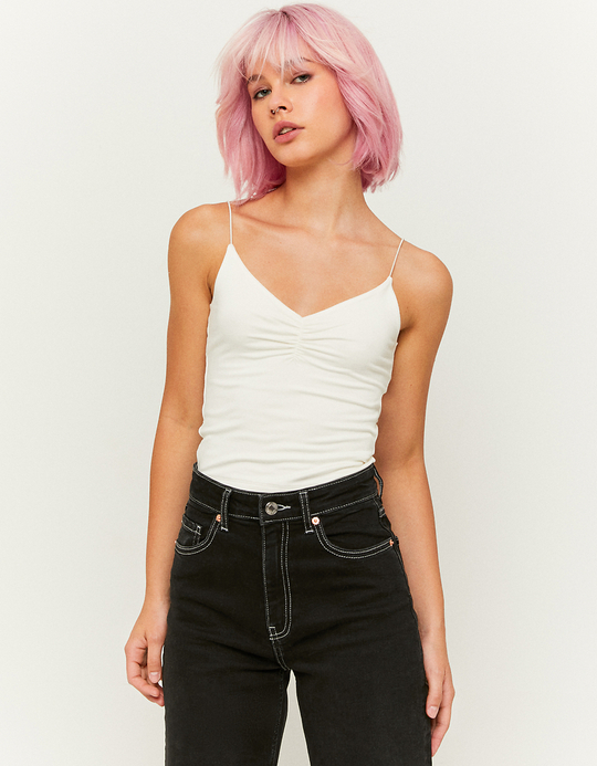 TALLY WEiJL, White Sleeveless Basic Top for Women