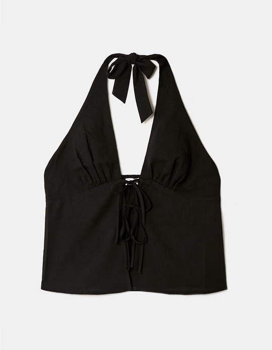 TALLY WEiJL, Black Halter Sleeveless Top for Women