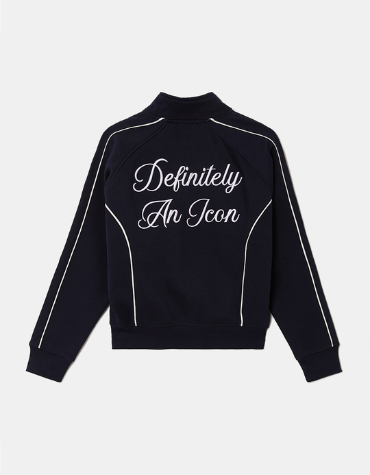TALLY WEiJL, Marineblaues Oversize Sweatshirt mit Zip und Kontrastpaspeln for Women