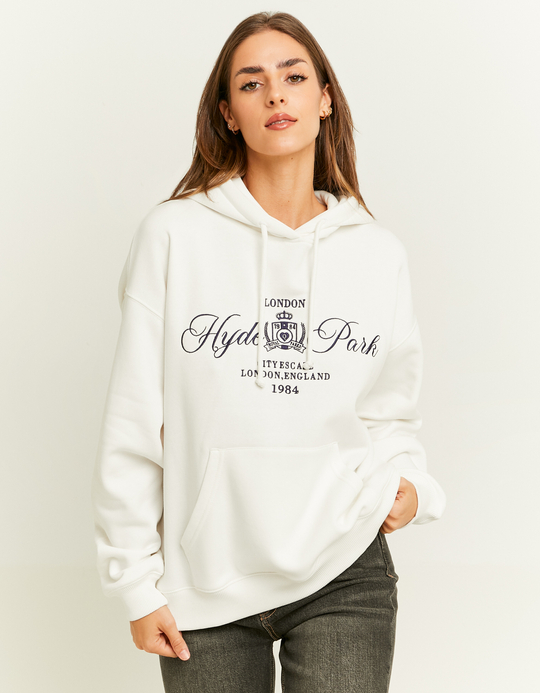 TALLY WEiJL, Sweat Oversized Blanc avec Impression à l'avant for Women