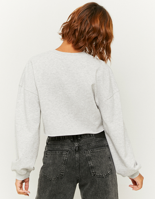TALLY WEiJL, Grey Cropped Printed Sweatshirt for Women