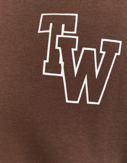 TALLY WEiJL, Brown Cropped Printed Sweatshirt for Women
