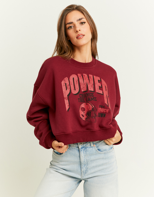TALLY WEiJL, Red Cropped Printed Sweatshirt for Women