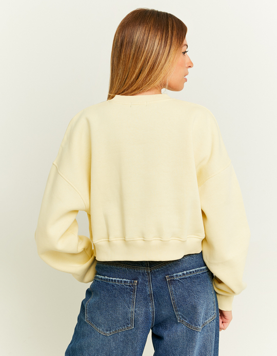 TALLY WEiJL, Yellow Cropped Oversize Sweatshirt with Print for Women