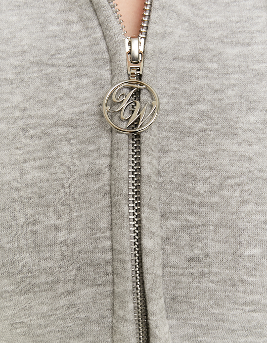 TALLY WEiJL, Grey Basic Hoodie with Zip for Women