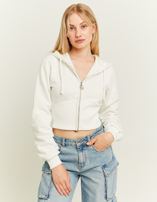 TALLY WEiJL, White Basic Hoodie with Zip for Women