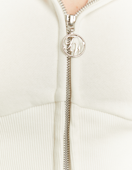 TALLY WEiJL, White Basic Hoodie with Zip for Women