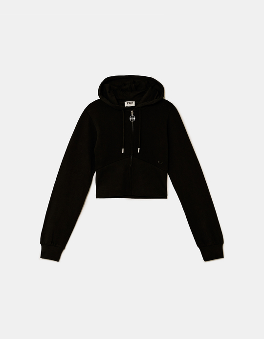TALLY WEiJL, Schwarzer kurzer Zip-Up Hoodie for Women