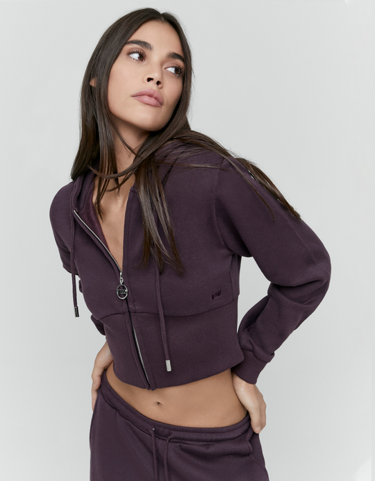 TALLY WEiJL, Felpa con cappuccio viola con zip for Women