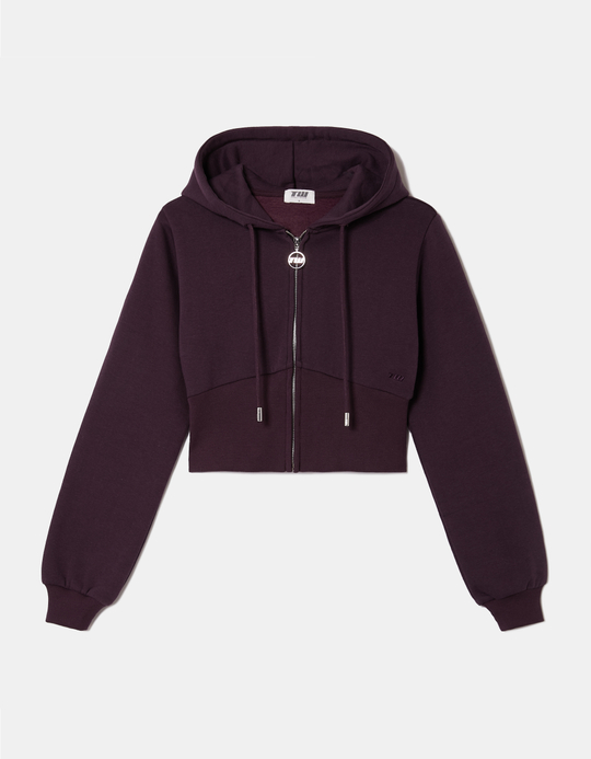 TALLY WEiJL, Felpa con cappuccio viola con zip for Women
