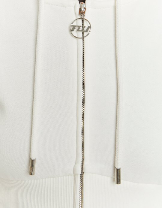 TALLY WEiJL, Weisser kurzer Zip-Up Hoodie for Women