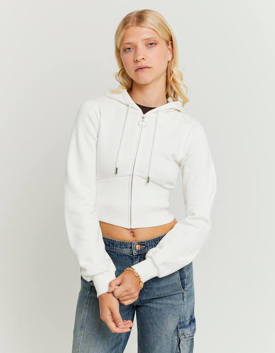 TALLY WEiJL, Weisser kurzer Zip-Up Hoodie for Women