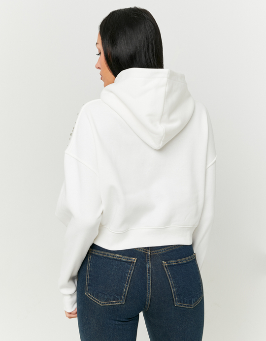 TALLY WEiJL, Weisser Hoodie mit Strass for Women