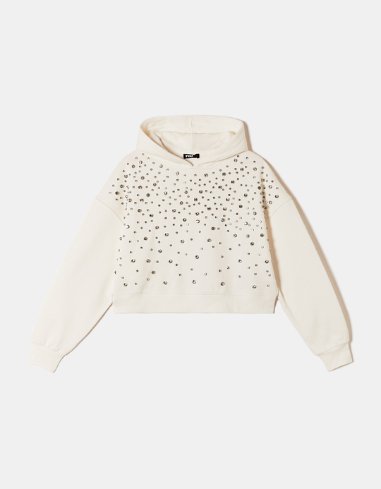 TALLY WEiJL, Weisser Hoodie mit Strass for Women