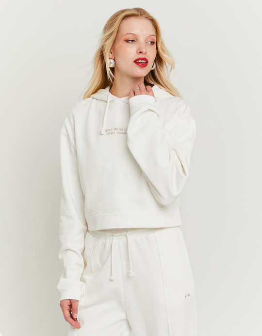 TALLY WEiJL, Weisses kurzes Sweatshirt mit Print for Women