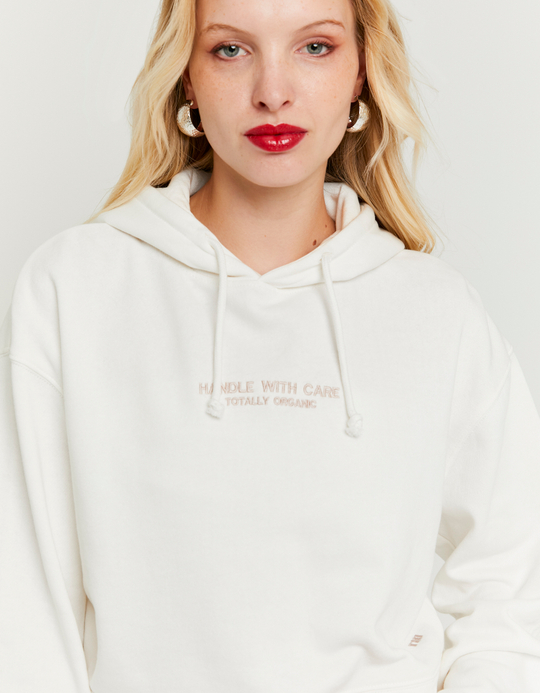 TALLY WEiJL, White Cropped Printed Sweatshirt for Women