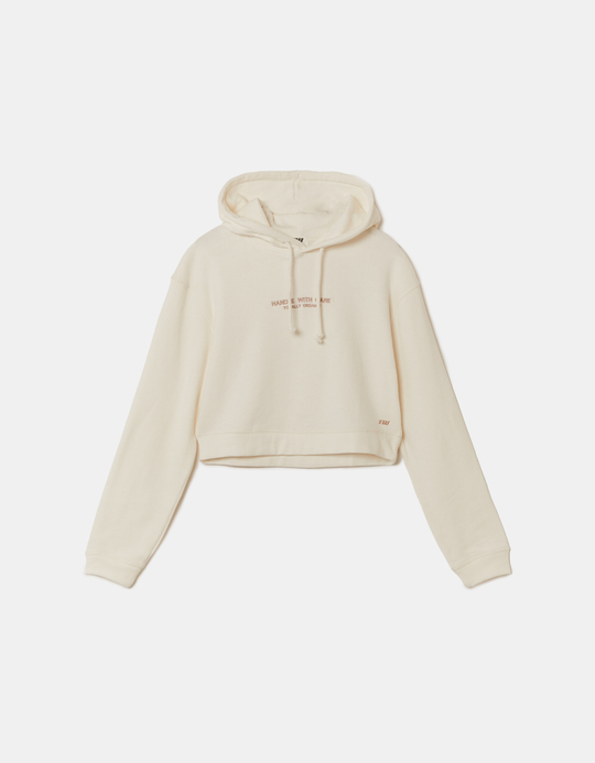 TALLY WEiJL, White Cropped Printed Sweatshirt for Women