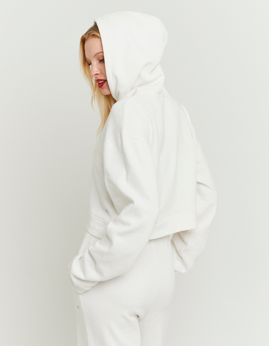 TALLY WEiJL, White Cropped Printed Sweatshirt for Women