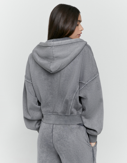 TALLY WEiJL, Grau Zip Hoodie aus Baumwolle mit Kapuze for Women