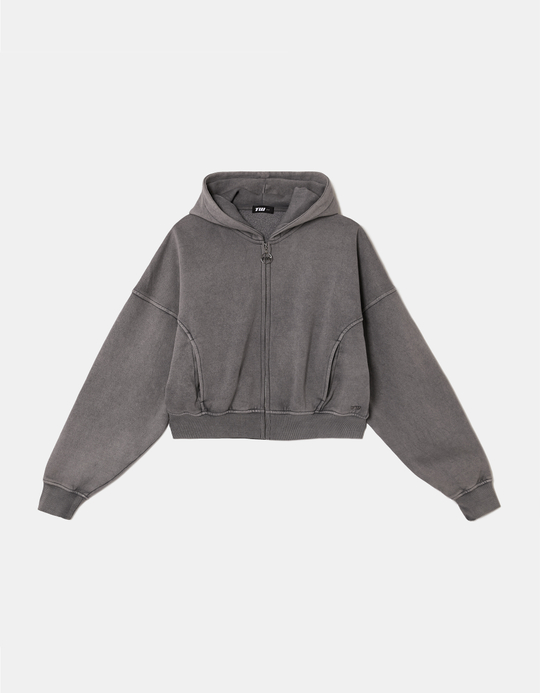 TALLY WEiJL, Grau Zip Hoodie aus Baumwolle mit Kapuze for Women
