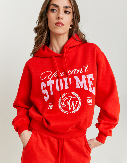 TALLY WEiJL, Felpa Oversize con Cappuccio Rossa for Women