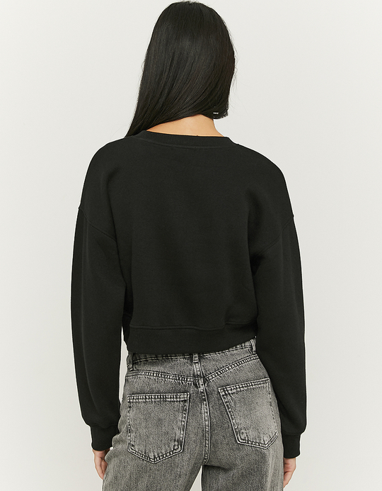 TALLY WEiJL, Black Cropped Printed Sweatshirt for Women