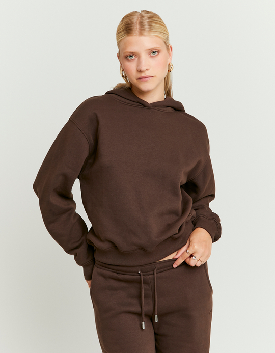 TALLY WEiJL, Felpa Marrone Basica con Cappuccio for Women