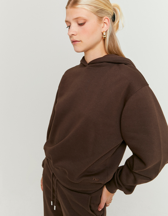 TALLY WEiJL, Felpa Marrone Basica con Cappuccio for Women