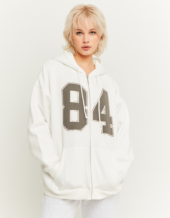TALLY WEiJL, White Printed Oversize Hoodie for Women