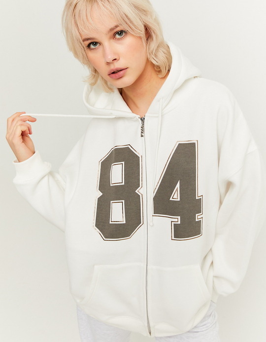 TALLY WEiJL, White Printed Oversize Hoodie for Women