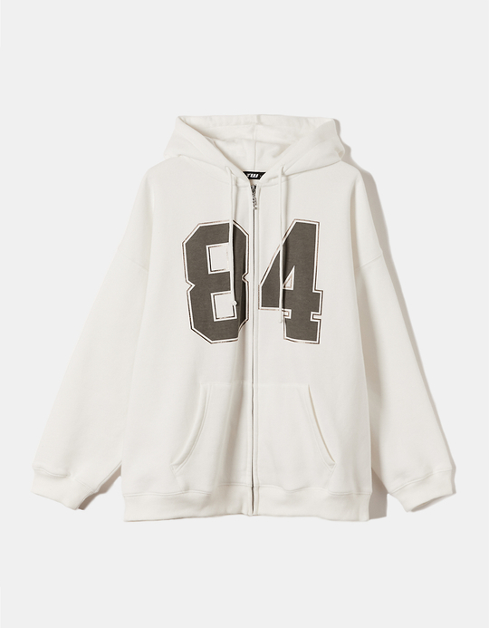 TALLY WEiJL, White Printed Oversize Hoodie for Women