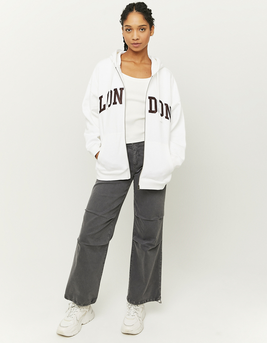 TALLY WEiJL, White Printed Oversize Hoodie for Women