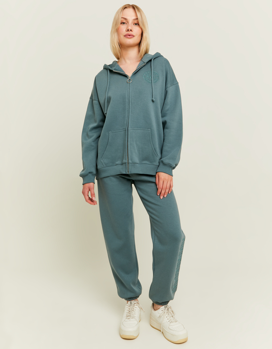 TALLY WEiJL, Blauer Hoodie mit Stickerei und Reißverschluss for Women