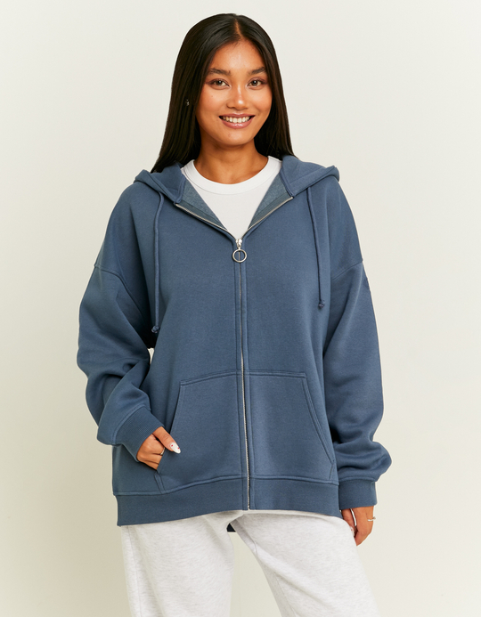 TALLY WEiJL, Blauer Hoodie mit Stickerei und Reißverschluss for Women
